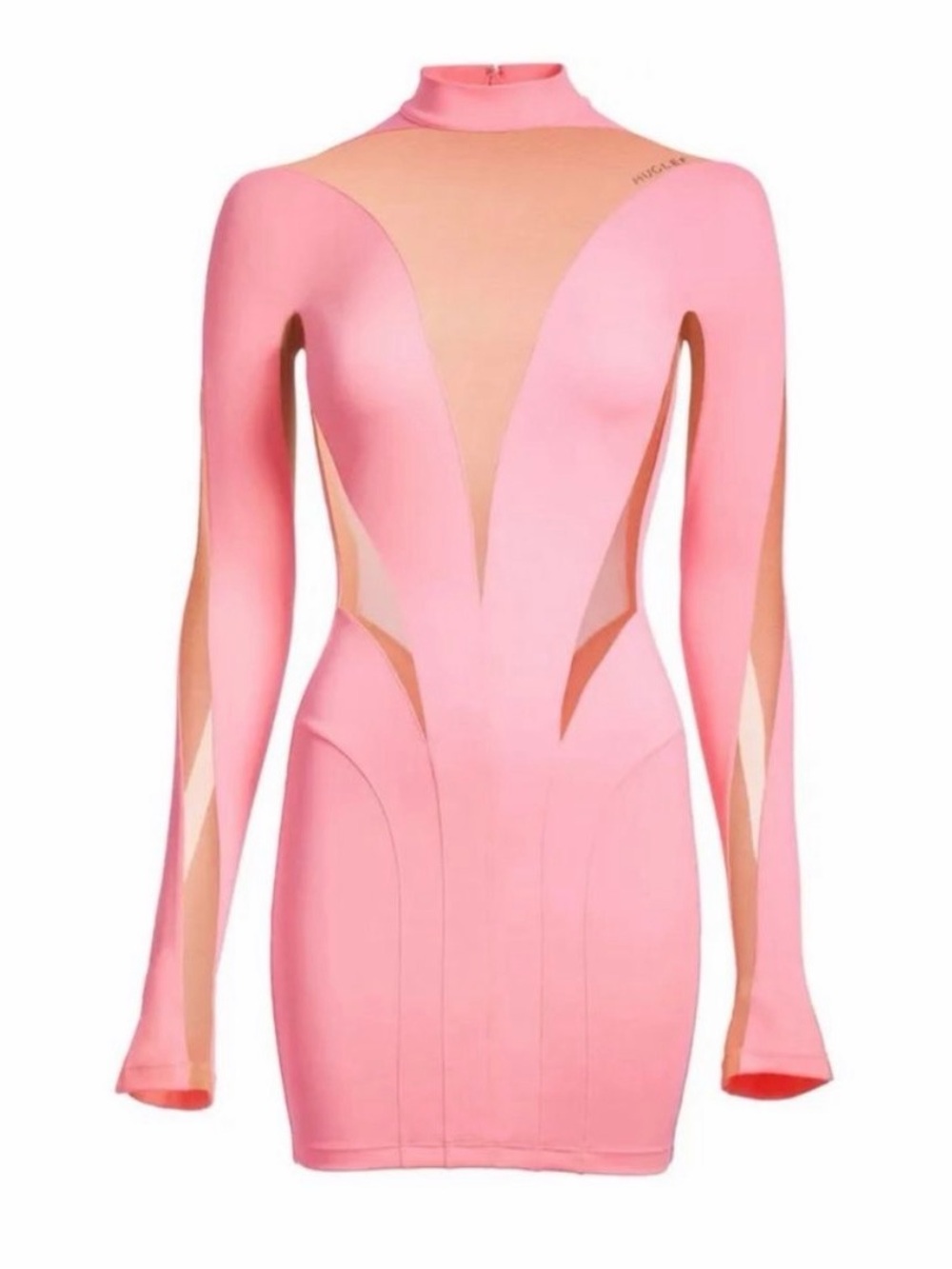 Mugler x H&M Mesh Paneled Mini Pink Dress. Size S